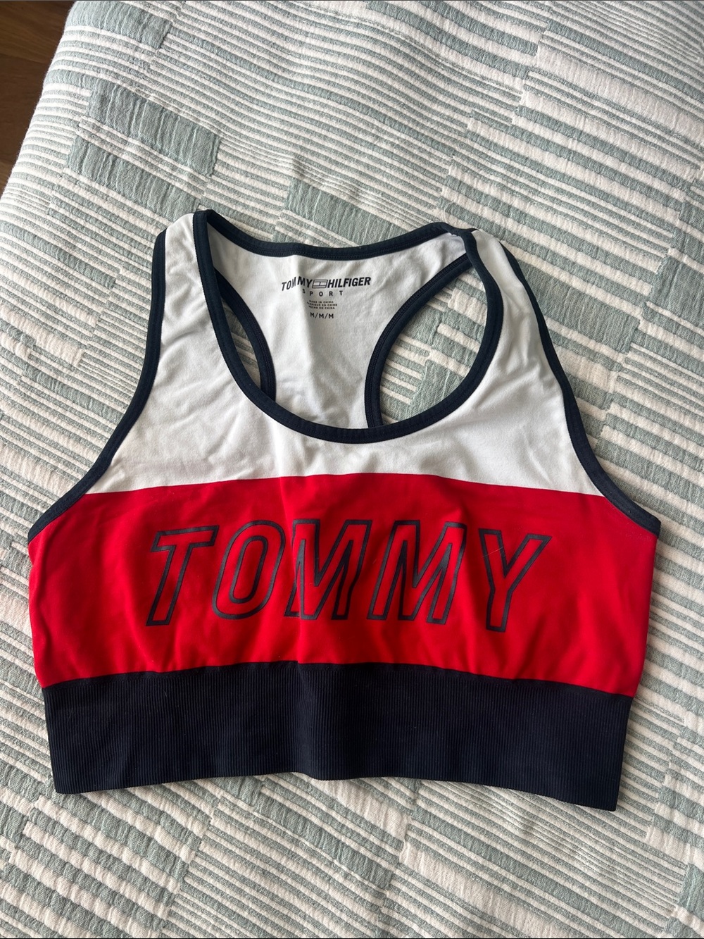 Tommy Hilfiger SPORT White, Red & Navy Logo Racerback Sports Bra